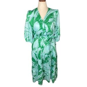 Finley Aerin Tropical-Print Maxi Dress Womens Size Small In Blue Green Floral